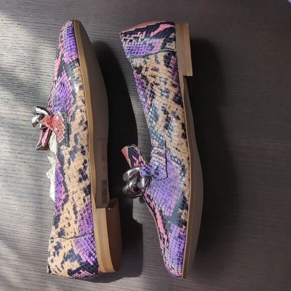 Donald J. Pliner Genuine Leather Purple Pink Loafer Snakeskin Pattern 6.5 Us - Picture 8 of 10